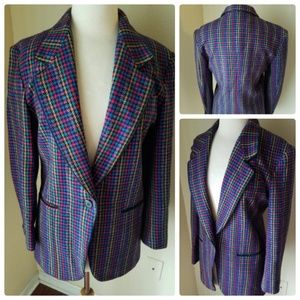 Ian Ross Vintage Plaid Multi-Color Blazer Jacket